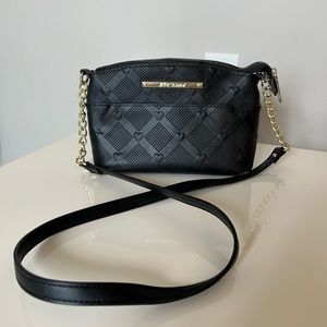 Betsy Johnson Black Heart Quilted Crossbody Purse